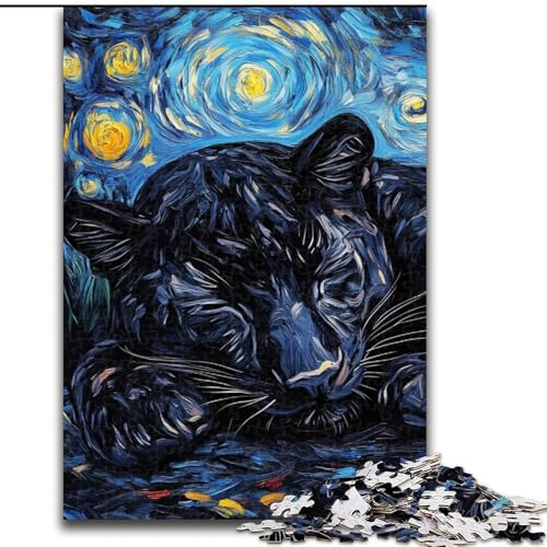 1000-teiliges Puzzle für Erwachsene, schwarzer Leoparden-Nachthimmel, Holzpuzzle, Größe 50x75cm, interaktives Familienspiel, Denksportaufgabe, Lernspielzeug 1000-teiliges Puzzle für Erwachsene, schwarzer Leoparden-Nachthimmel, Holzpuzzle, Größe 50x75cm, interaktives Familienspiel, Denksportaufgabe, Lernspielzeug von ZKYUBEK