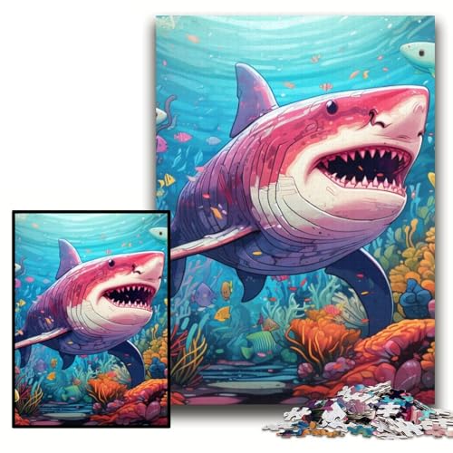 1000-teiliges Puzzle für Erwachsene, süße Hai-Puzzles für Erwachsene, 26x38cm, für Teenager, Familienspieleabend, gehirnfordernde Geschenkidee 1000-teiliges Puzzle für Erwachsene, süße Hai-Puzzles für Erwachsene, 26x38cm, für Teenager, Familienspieleabend, gehirnfordernde Geschenkidee von ZKYUBEK