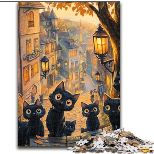 1000-teiliges Puzzle für Erwachsene, süße Schwarze Katze, unmögliches Puzzle für Erwachsene, 50x75cm, Eltern, Partner, Freunde – ab 14 Jahren von ZKYUBEK
