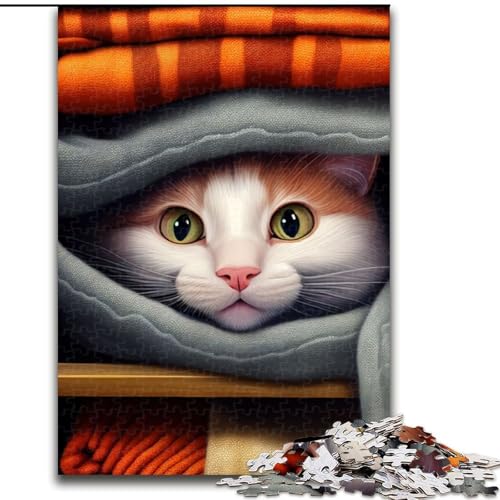 1000-teiliges Puzzle für Erwachsene,lustiges Katzengesicht,süßes Tier,unmögliche Puzzles für Erwachsene,Größe 26x38cm,anspruchsvolles DIY-Denkspiel,perfektes Familienspiel oder dekoratives Geschenk von ZKYUBEK