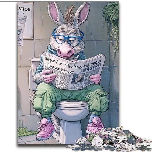 1000-teiliges Puzzle für Erwachsene „Donkey Go Toilet“ Puzzle für Erwachsene, Größe 26x38cm, Denkspiel für Teenager und Familieninteraktion von ZKYUBEK