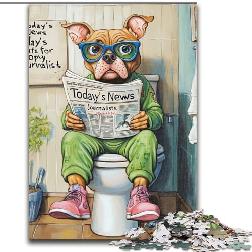1000-teiliges Puzzle für Erwachsene „Staffordshire Bull Go Toilet“, anspruchsvolles Puzzle, Größe 26x38cm, Denkspiel für Teenager und Familieninteraktion von ZKYUBEK