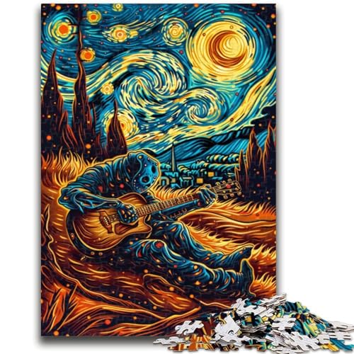 1000-teiliges Puzzle für Erwachsene und Jugendliche, „Gitarre Spielen unter den Sternen“, Lernspiele, Heimdekoration ganze Familie, 50x75cm von ZKYUBEK