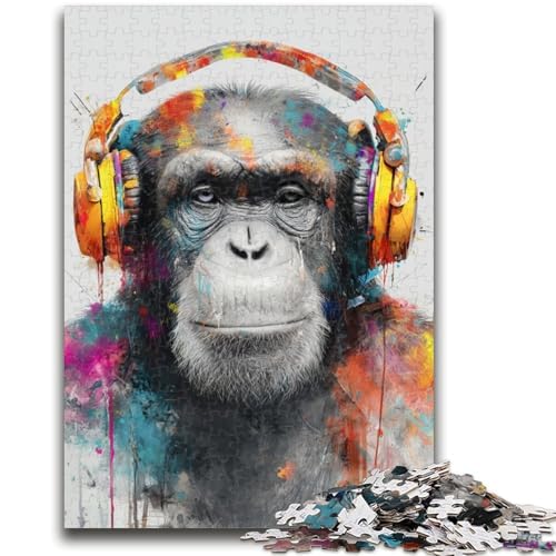 1000-teiliges Puzzle für Erwachsene und Jugendliche, AFFE mit Kopfhörern, dekomprimierendes intellektuelles Lernspielzeug, geeignet für die Schreibtischdekoration, 50x75cm 1000-teiliges Puzzle für Erwachsene und Jugendliche, AFFE mit Kopfhörern, dekomprimierendes intellektuelles Lernspielzeug, geeignet für die Schreibtischdekoration, 50x75cm von ZKYUBEK