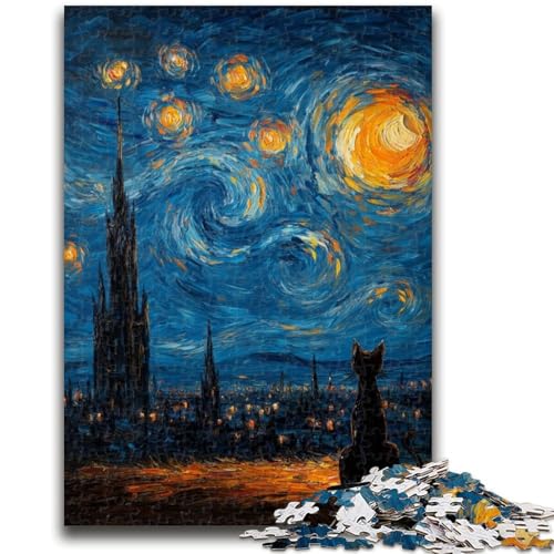1000-teiliges Puzzle für Erwachsene und Jugendliche, Katze unter dem Sternenhimmel, Spielzeug, Lernspiele, Stressabbau, einzigartige Heimdekoration und Geschenke, 26x38cm 1000-teiliges Puzzle für Erwachsene und Jugendliche, Katze unter dem Sternenhimmel, Spielzeug, Lernspiele, Stressabbau, einzigartige Heimdekoration und Geschenke, 26x38cm von ZKYUBEK