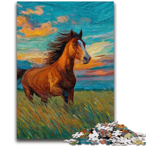 1000-teiliges Puzzle für Erwachsene und Jugendliche, Pferde auf der Wiese, geeignet für Personen ab 14 Jahren, Lernspiele, Wichtelgeschenke, 50x75cm 1000-teiliges Puzzle für Erwachsene und Jugendliche, Pferde auf der Wiese, geeignet für Personen ab 14 Jahren, Lernspiele, Wichtelgeschenke, 50x75cm von ZKYUBEK