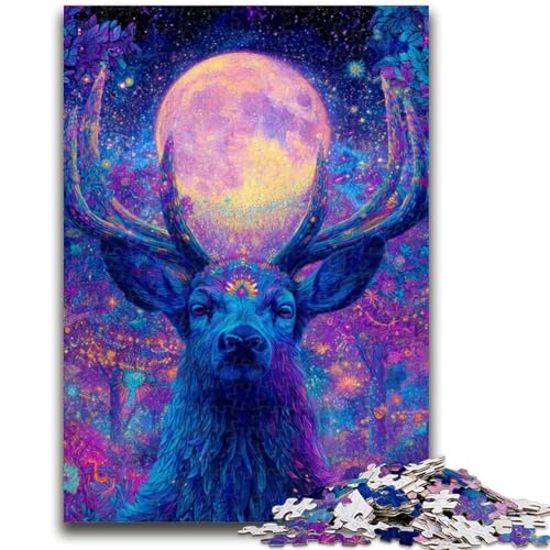 1000-teiliges Puzzle für Erwachsene und Jugendliche, Psychedelische Visionäre Hirschkunst, für Lernspiele, Herausforderungsspielzeug, einzigartige Heimdekoration und Geschenke, 50x75cm 1000-teiliges Puzzle für Erwachsene und Jugendliche, Psychedelische Visionäre Hirschkunst, für Lernspiele, Herausforderungsspielzeug, einzigartige Heimdekoration und Geschenke, 50x75cm von ZKYUBEK