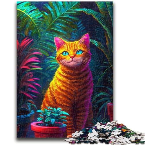 1000-teiliges Puzzle für Erwachsene und Jugendliche, orangefarbene Katze, für Kinder ab 14 Jahren, Heimdekoration, als Geschenk für die ganze Familie und Freunde, 26x38cm von ZKYUBEK