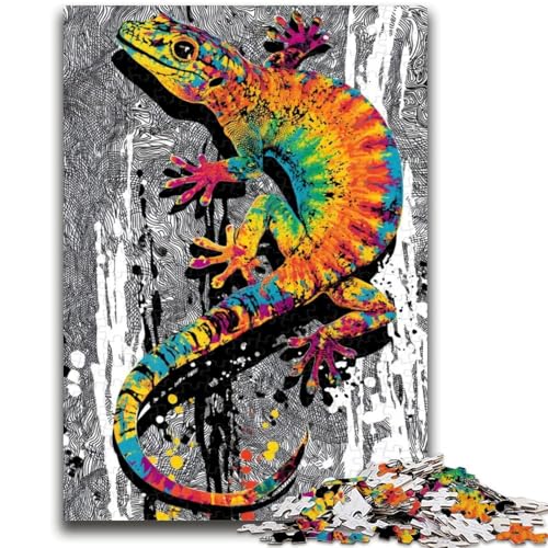 1000-teiliges Puzzle für Erwachsene und Teenager, Aquarell-Gecko, Familienaktivität, einzigartige Heimdekoration und Geschenke für Kinder ab 14 Jahren, 50x75cm von ZKYUBEK