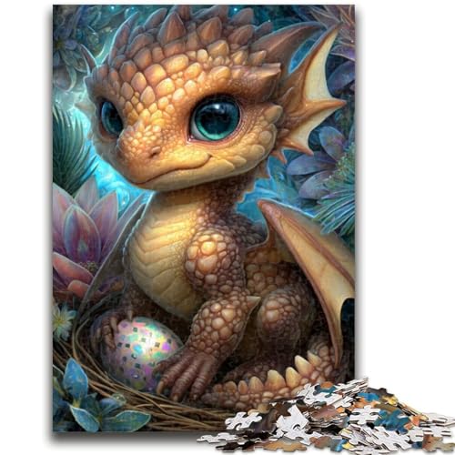 1000-teiliges Puzzle für Erwachsene und Teenager, Baby-Drache, Stressabbau, schwierige Herausforderung, jedes Teil ist einzigartig – anspruchsvolles, unterhaltsames Familienspiel, 50x75cm von ZKYUBEK