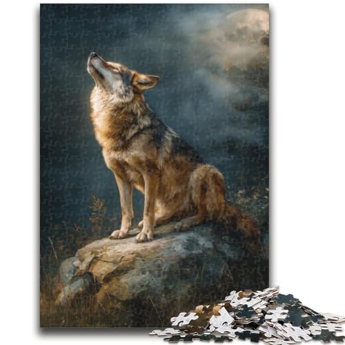 1000-teiliges Puzzle für Erwachsene und Teenager, Wolf unter der Aurora, Familienaktivität, einzigartige Heimdekoration und Geschenke für Kinder ab 14 Jahren, 26x38cm von ZKYUBEK