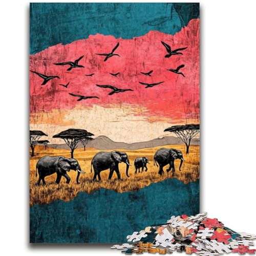 1000-teiliges Puzzle für Jugendliche und Erwachsene, Elefant, Spielzeug, Lernspiele, stressabbauende Wanddekoration, 26x38cm von ZKYUBEK