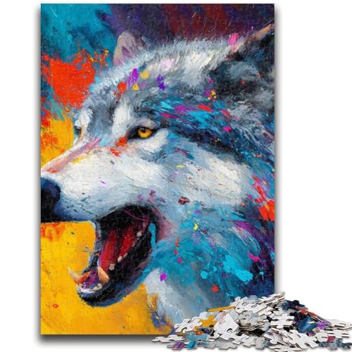 1000-teiliges Puzzle für Jugendliche und Erwachsene, Tier-Wolf-Kunst, für Kinder ab 14 Jahren, Heimdekoration als Geschenk für die ganze Familie und Freunde, 50x75cm von ZKYUBEK