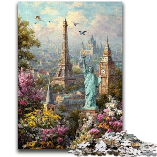 1000-teiliges Puzzle für Jugendliche und Erwachsene, Weltattraktionen, Spielzeug, Lernspiele, stressabbauende Wanddekoration, 26x38cm von ZKYUBEK