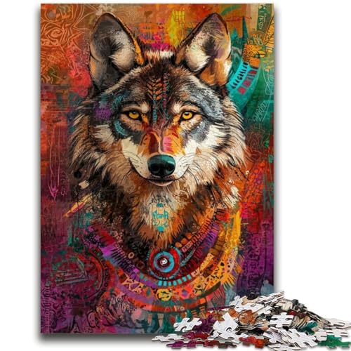 1000-teiliges Puzzle für Jugendliche und Erwachsene, Wolfskunst, Spielzeug, Lernspiele, stressabbauende Wanddekoration, 26x38cm von ZKYUBEK