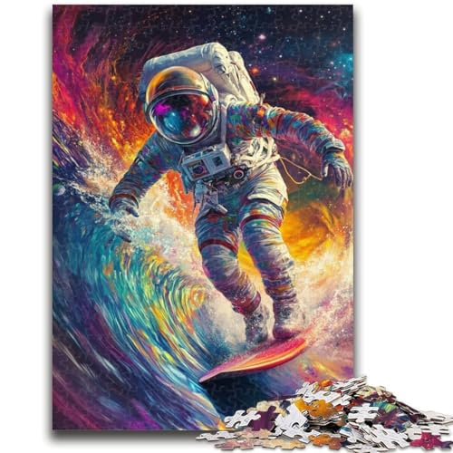 1000-teiliges Puzzle für Teenager, Astronauten-Surfen, anspruchsvolles Spiel und Familienspiel, ganze Familie, 26x38cm von ZKYUBEK