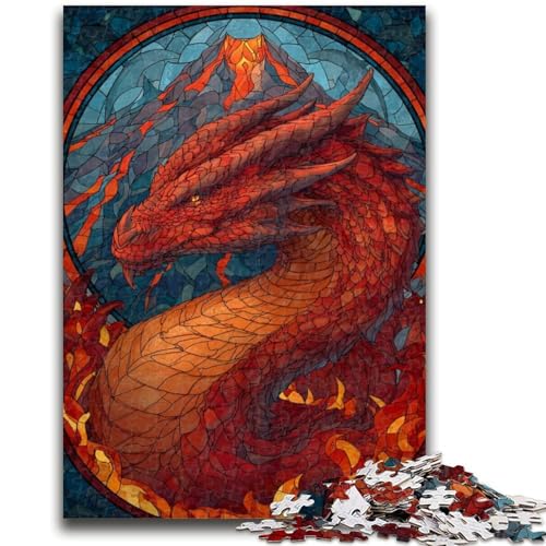 1000-teiliges Puzzle für Teenager, Buntglasdrache, anspruchsvolles Spiel und Familienspiel, ganze Familie, 26x38cm 1000-teiliges Puzzle für Teenager, Buntglasdrache, anspruchsvolles Spiel und Familienspiel, ganze Familie, 26x38cm von ZKYUBEK