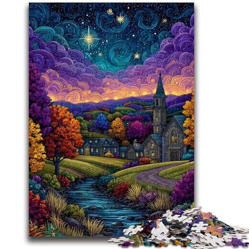 1000-teiliges Puzzle für Teenager, Dorf unter dem Nachthimmel Anspruchsvolles Spiel und Familienspiel, ganze Familie, 26x38cm 1000-teiliges Puzzle für Teenager, Dorf unter dem Nachthimmel Anspruchsvolles Spiel und Familienspiel, ganze Familie, 26x38cm von ZKYUBEK
