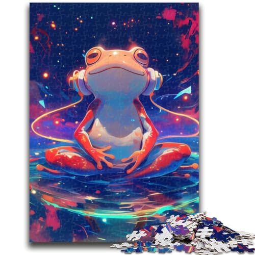 1000-teiliges Puzzle für Teenager, Frosch hört Musik, anspruchsvolles Spiel und Familienspiel mit vollständig ineinandergreifenden, zufällig geformten Teilen, 26x38cm 1000-teiliges Puzzle für Teenager, Frosch hört Musik, anspruchsvolles Spiel und Familienspiel mit vollständig ineinandergreifenden, zufällig geformten Teilen, 26x38cm von ZKYUBEK