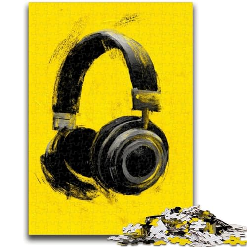 1000-teiliges Puzzle für Teenager, Kopfhörer, anspruchsvoll und schwierig mit vollständig ineinandergreifenden, zufällig geformten Teilen, 50x75cm 1000-teiliges Puzzle für Teenager, Kopfhörer, anspruchsvoll und schwierig mit vollständig ineinandergreifenden, zufällig geformten Teilen, 50x75cm von ZKYUBEK