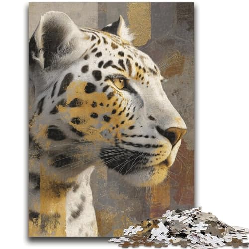 1000-teiliges Puzzle für Teenager, Leopardenkunst, anspruchsvolles Spiel und Familienspiel, ganze Familie, 26x38cm von ZKYUBEK