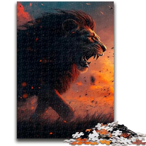 1000-teiliges Puzzle für Teenager, Löwe bei Sonnenuntergang, anspruchsvolles Spiel und Familienspiel, ganze Familie, 26x38cm von ZKYUBEK