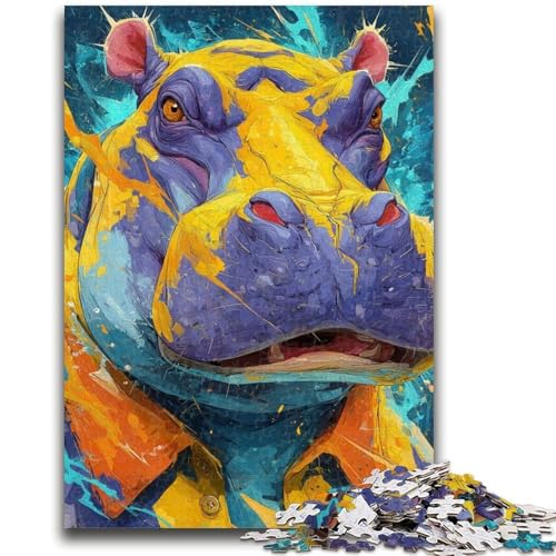 1000-teiliges Puzzle für Teenager, Nilpferd, anspruchsvolles Spiel und Familienspiel, ganze Familie, 26x38cm von ZKYUBEK