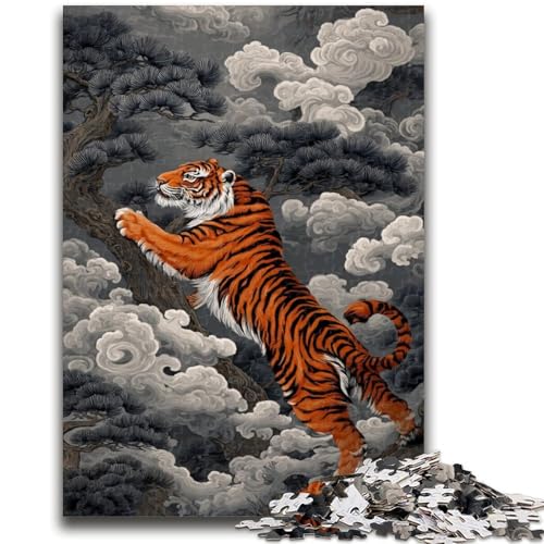 1000-teiliges Puzzle für Teenager, Tiger im japanischen Stil, anspruchsvolles Spiel und Familienspiel mit vollständig ineinandergreifenden, zufällig geformten Teilen, 26x38cm 1000-teiliges Puzzle für Teenager, Tiger im japanischen Stil, anspruchsvolles Spiel und Familienspiel mit vollständig ineinandergreifenden, zufällig geformten Teilen, 26x38cm von ZKYUBEK