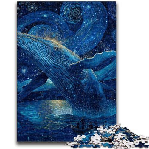 1000-teiliges Puzzle für Teenager, Wale im Sternenhimmel, anspruchsvolles Spiel und Familienspiel, ganze Familie, 50x75cm von ZKYUBEK