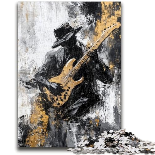 1000-teiliges Puzzle für Teenager, die Gitarre Spielen, Ölgemälde, für Lernspiele, Herausforderungsspielzeug, einzigartige Heimdekoration und Geschenke, 26x38cm von ZKYUBEK