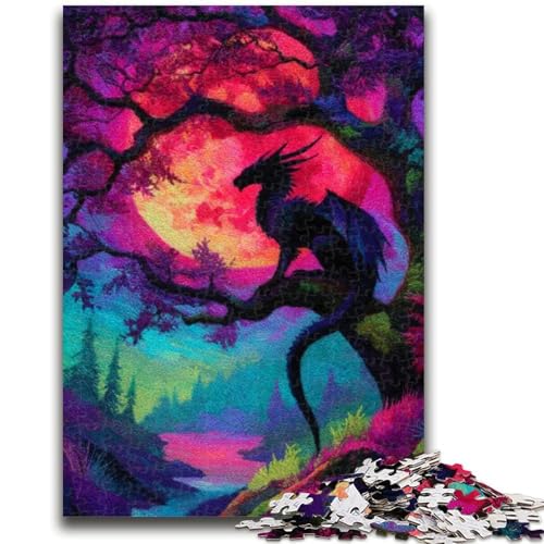 1000-teiliges Puzzle für Teenager, geheimnisvoller Drache, anspruchsvolles Spiel und Familienspiel, ganze Familie, 26x38cm von ZKYUBEK