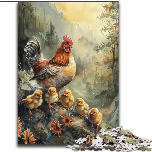 1000-teiliges Puzzle mit Aquarellhenne, Holzpuzzle, Familieninteraktion und lustiges Geschenk, lebendiges abstraktes Design, 26x38cm 1000-teiliges Puzzle mit Aquarellhenne, Holzpuzzle, Familieninteraktion und lustiges Geschenk, lebendiges abstraktes Design, 26x38cm von ZKYUBEK