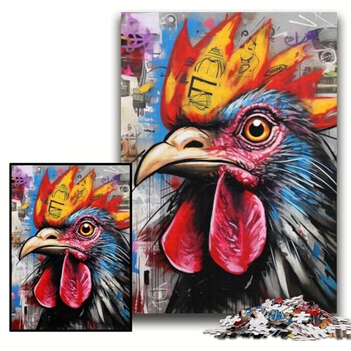 1000-teiliges Puzzle mit Hahn-Graffiti-Motiv für Erwachsene, 26x38cm, ideal für Verliebte, perfektes Weihnachts-, Neujahrs- und Valentinstagsgeschenk 1000-teiliges Puzzle mit Hahn-Graffiti-Motiv für Erwachsene, 26x38cm, ideal für Verliebte, perfektes Weihnachts-, Neujahrs- und Valentinstagsgeschenk von ZKYUBEK