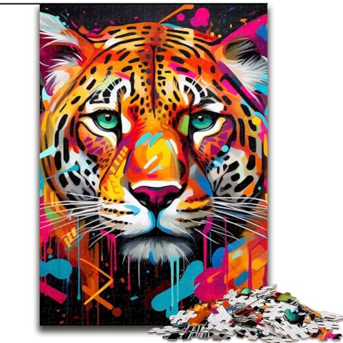 1000-teiliges Puzzle mit Leoparden-Graffiti-Puzzles für Erwachsene, Größe 50x75cm, Muttertag, Geburtstag, Weihnachten von ZKYUBEK