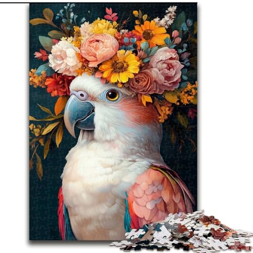 1000-teiliges Puzzle mit Papageien- und Blumenmotiv, 50x75cm, perfekt für Heimdekoration, Geburtstage, Feiertage und Geschenke von ZKYUBEK