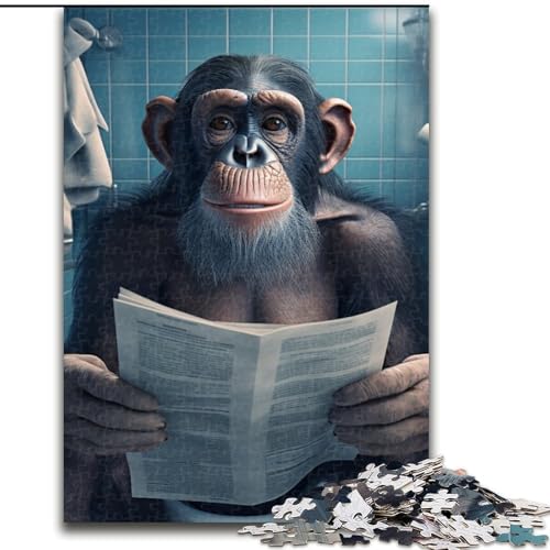 1000-teiliges Puzzle mit Schimpansenmotiv, Größe 50x75cm, anspruchsvolles Denkspiel für Teenager, unterhaltsames interaktives Spiel für die ganze Familie 1000-teiliges Puzzle mit Schimpansenmotiv, Größe 50x75cm, anspruchsvolles Denkspiel für Teenager, unterhaltsames interaktives Spiel für die ganze Familie von ZKYUBEK