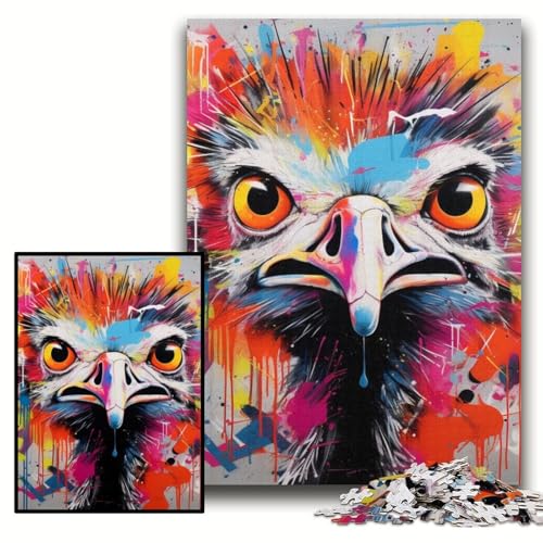 1000-teiliges Puzzle mit Straußen-Graffiti, Holzpuzzle, 50x75cm, Halloween, Weihnachten, Geburtstag 1000-teiliges Puzzle mit Straußen-Graffiti, Holzpuzzle, 50x75cm, Halloween, Weihnachten, Geburtstag von ZKYUBEK