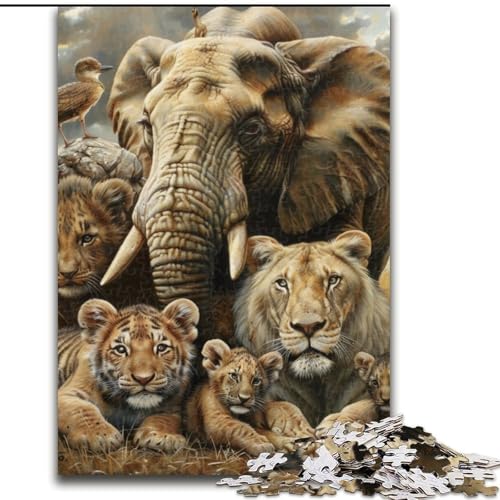 1000-teiliges Puzzle mit afrikanischen Tieren, Holzpuzzle, 50x75cm, für Teenager, Spieleabend mit der Familie, gehirnfordernde Geschenkidee von ZKYUBEK