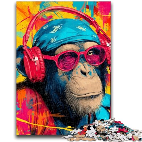 AFFE mit Kopfhörer-Puzzles für Erwachsene und Jugendliche, pädagogisches Stressabbau-Spielzeug ganze Familie, 50x75cm AFFE mit Kopfhörer-Puzzles für Erwachsene und Jugendliche, pädagogisches Stressabbau-Spielzeug ganze Familie, 50x75cm von ZKYUBEK