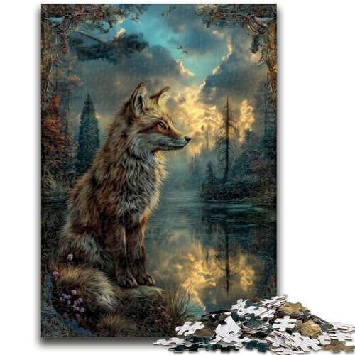 Animal Fox Art Puzzle für Teenager 1000 Teile, anspruchsvolles Spiel und Familienspiel, Lernspiel für Geburtstag, Weihnachten, 50x75cm von ZKYUBEK