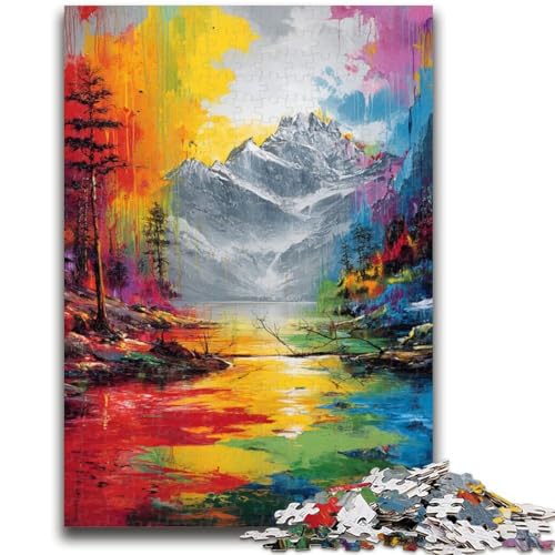 Aquarell-Berge-Puzzle für Erwachsene, 1000 Teile, lustige Spiele, Wanddekoration, einzigartige Geburtstags, 50x75cm von ZKYUBEK