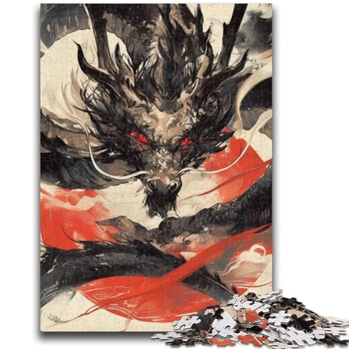 Aquarell-Drache, 1000-teiliges Puzzle für Erwachsene und Jugendliche, anspruchsvolles Spiel und Lernspiel für die ganze Familie zum Geburtstag, Weihnachten, 50x75cm von ZKYUBEK
