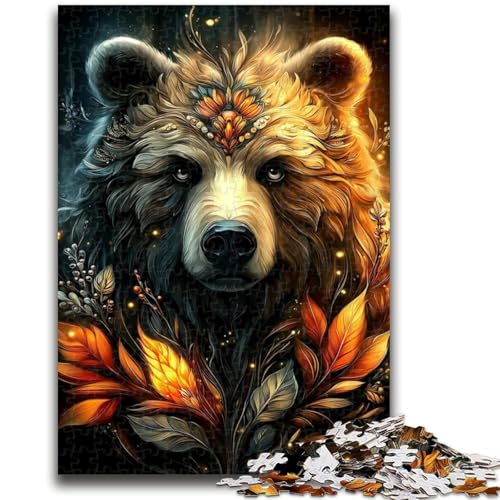 Blumen-Braunbär-Puzzle für Erwachsene, 1000 Teile, für Kinder ab 14 Jahren, Spiel, Wanddekoration, einzigartige Geschenke für Geburtstag und Weihnachten, 26x38cm von ZKYUBEK