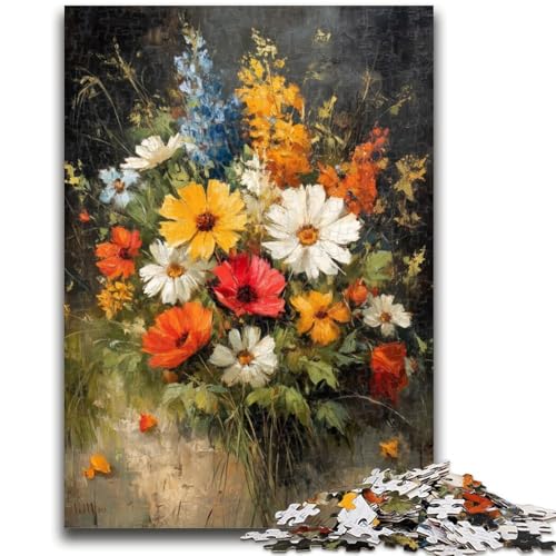 Blumen-Ölgemälde, 1000-teiliges Puzzle für Erwachsene und Jugendliche, anspruchsvolles Spiel und Lernspiel für die ganze Familie zum Geburtstag, Weihnachten, 26x38cm von ZKYUBEK