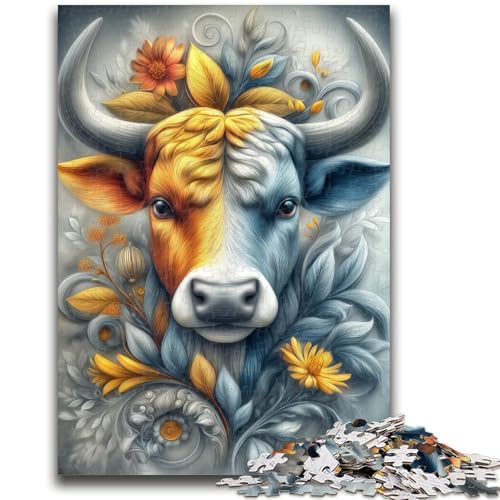 Blumenbullen-Puzzles für Erwachsene und Jugendliche, pädagogisches Stressabbau-Spielzeug, ganze Familie, 26x38cm von ZKYUBEK