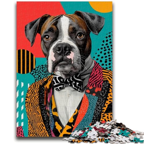 Boxer-Hunde-Puzzle für Teenager, 1000 Teile, lustige Spiele für die ganze Familie, lustige Aktivitäten zu Hause, Geburtstagsgeschenk, Reisegeschenke, 26x38cm von ZKYUBEK