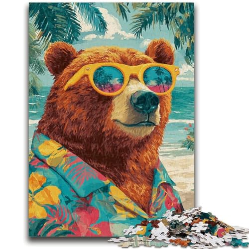 Braunbär am Strand, Puzzle für Teenager, 1000 Teile, anspruchsvolles Spiel und Lernspiel für die ganze Familie zum Geburtstag, Weihnachten, 50x75cm von ZKYUBEK