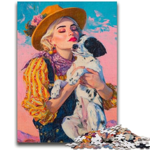 Cowgirl-Hund in Wildblumen-Puzzle für Erwachsene, 1000 Teile, Stressabbau, schwierige Herausforderung für die Heimdekoration für 14+, 50x75cm von ZKYUBEK