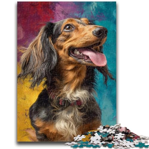 Dackel-Ölgemälde-Puzzle für Teenager, 1000 Teile, anspruchsvolles Spiel und Lernspiel für die ganze Familie zum Geburtstag, Weihnachten, 26x38cm von ZKYUBEK