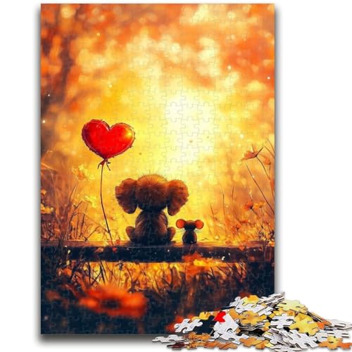Der Elefant und die Maus Puzzle für Teenager 1000 Teile, anspruchsvolles Spiel und Familienspiel Lernspiel für Geburtstag, Weihnachten 26x38cm von ZKYUBEK